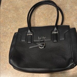 Nicole Miller Black Leather Handbag